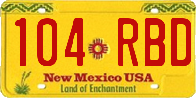 NM license plate 104RBD
