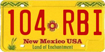 NM license plate 104RBI