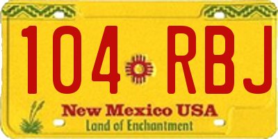 NM license plate 104RBJ