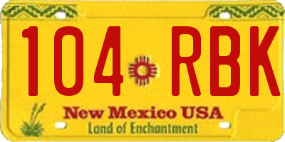 NM license plate 104RBK
