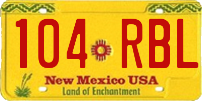 NM license plate 104RBL