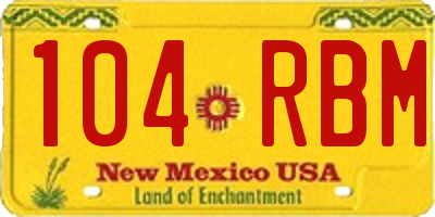 NM license plate 104RBM