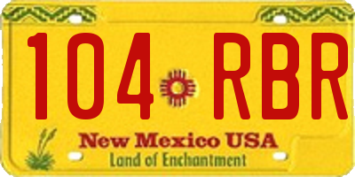 NM license plate 104RBR