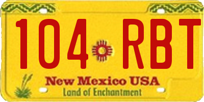 NM license plate 104RBT