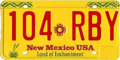 NM license plate 104RBY