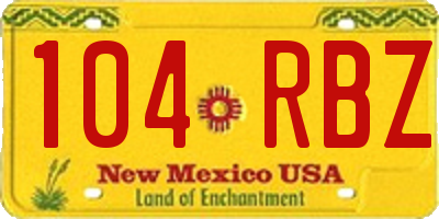 NM license plate 104RBZ