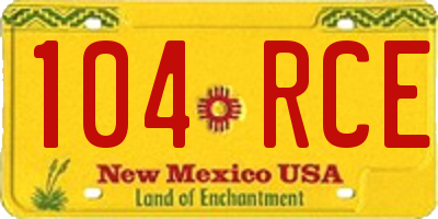NM license plate 104RCE