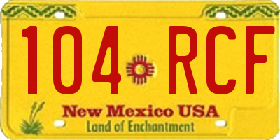 NM license plate 104RCF