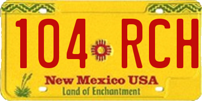NM license plate 104RCH