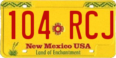 NM license plate 104RCJ