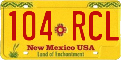 NM license plate 104RCL