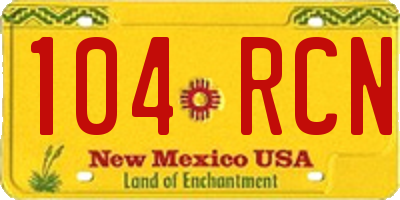 NM license plate 104RCN