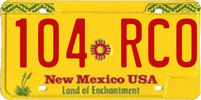 NM license plate 104RCO