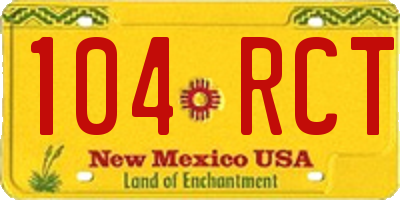 NM license plate 104RCT