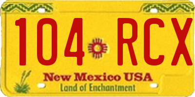 NM license plate 104RCX