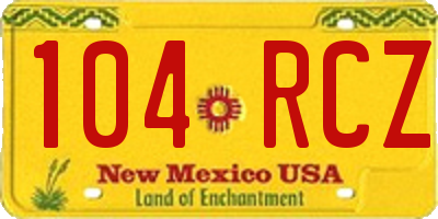 NM license plate 104RCZ