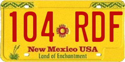 NM license plate 104RDF