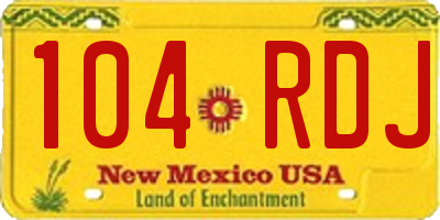 NM license plate 104RDJ