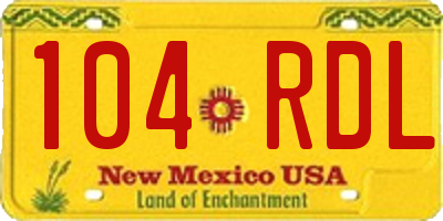 NM license plate 104RDL