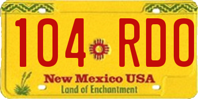 NM license plate 104RDO