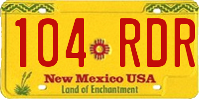 NM license plate 104RDR