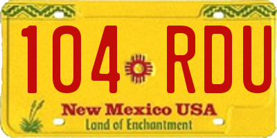 NM license plate 104RDU