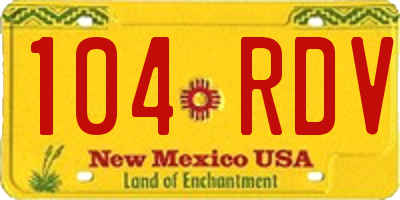 NM license plate 104RDV