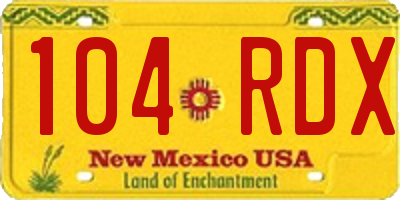 NM license plate 104RDX