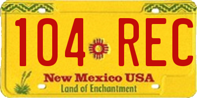 NM license plate 104REC