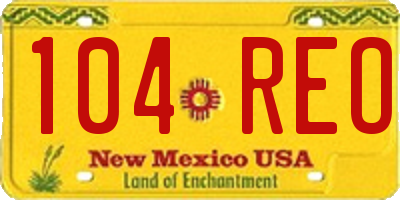 NM license plate 104REO