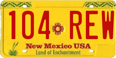 NM license plate 104REW