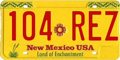 NM license plate 104REZ