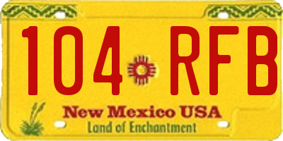 NM license plate 104RFB