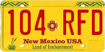 NM license plate 104RFD