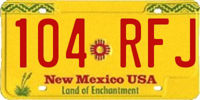 NM license plate 104RFJ