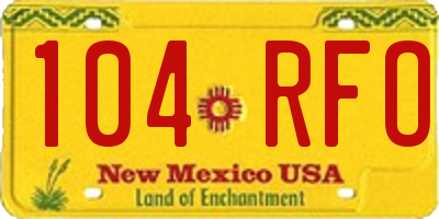 NM license plate 104RFO