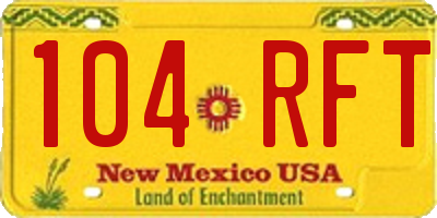 NM license plate 104RFT
