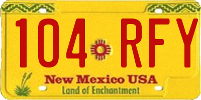 NM license plate 104RFY