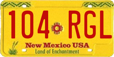 NM license plate 104RGL