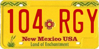 NM license plate 104RGY