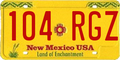 NM license plate 104RGZ