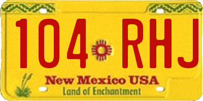 NM license plate 104RHJ