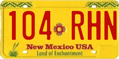 NM license plate 104RHN