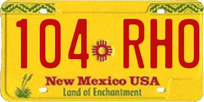 NM license plate 104RHO