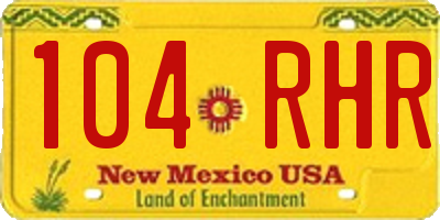 NM license plate 104RHR