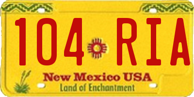 NM license plate 104RIA