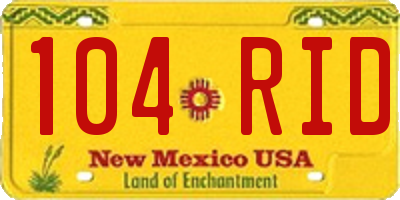 NM license plate 104RID