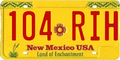 NM license plate 104RIH
