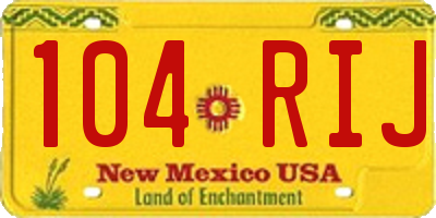 NM license plate 104RIJ