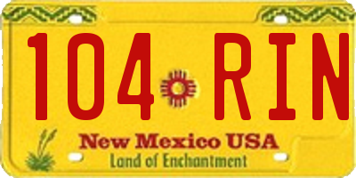 NM license plate 104RIN